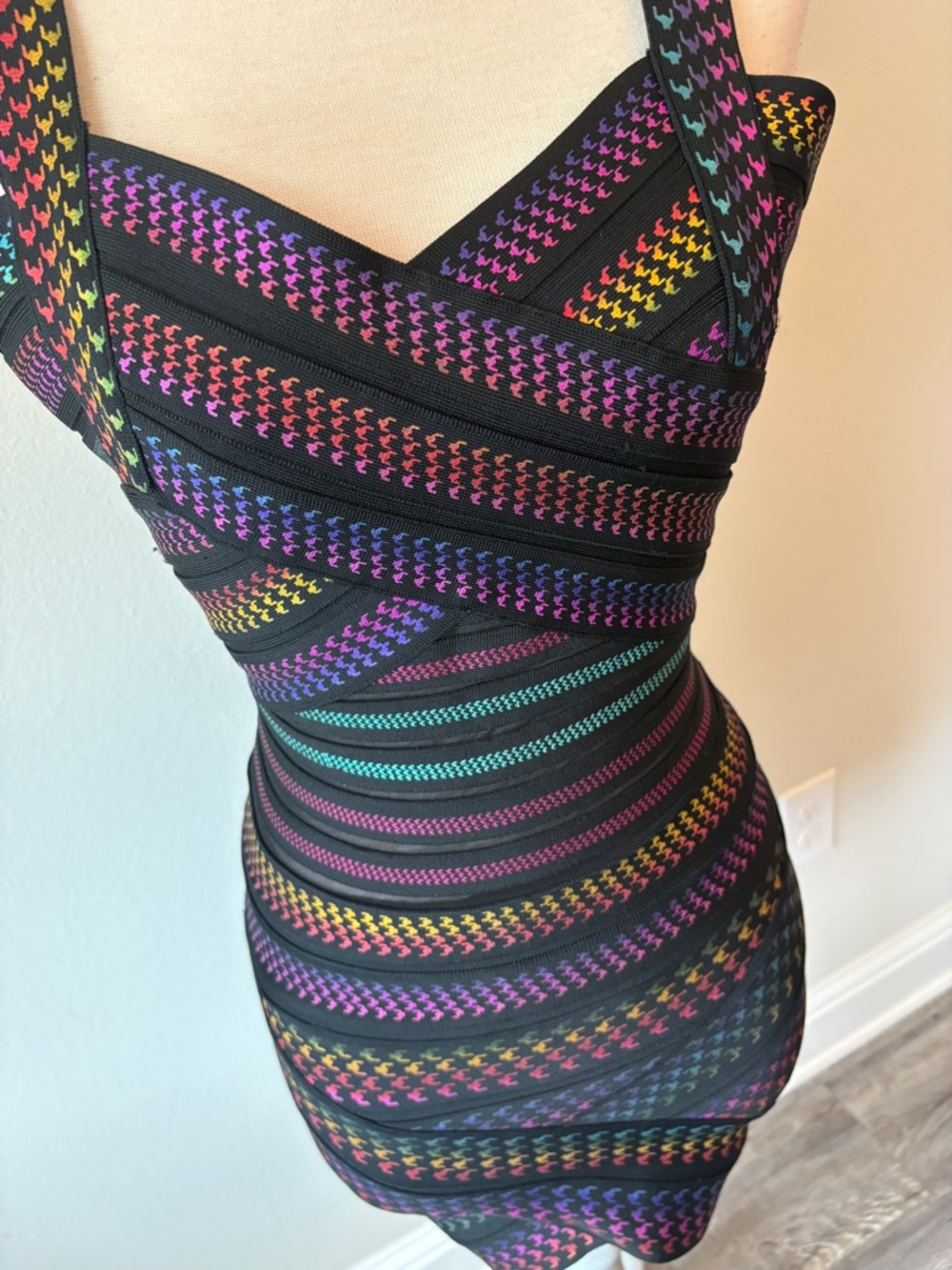 Black Mini Dress with metallic Rainbow - Picture 6 of 14